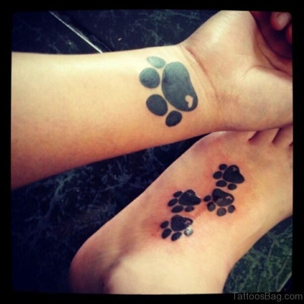 Black Ink Paw Tattoo