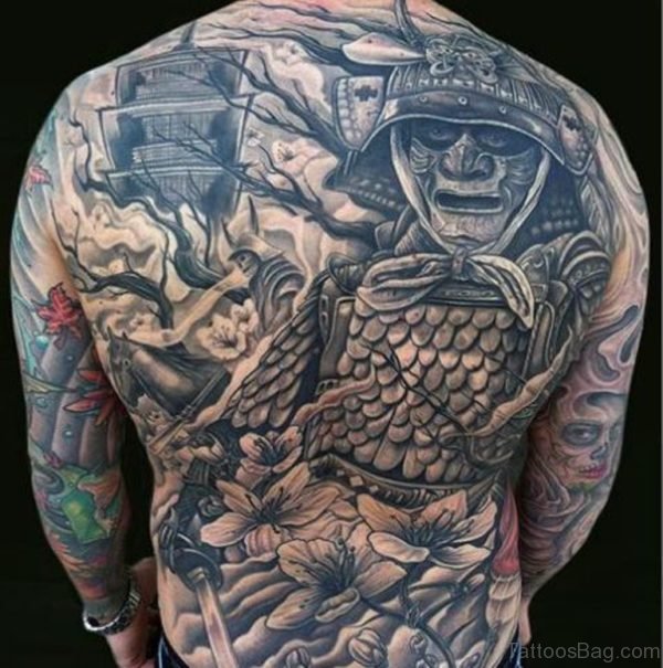 Black Japanese Warrior Tattoo