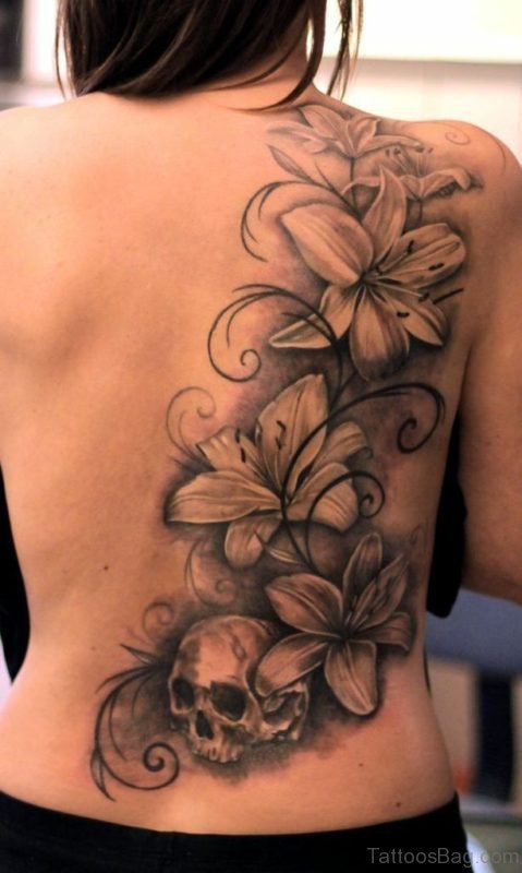 Black Lily Flower Tattoo 