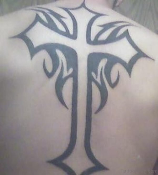 Black Outline Cross Tattoo