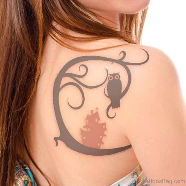 Black Owl Tattoo Design