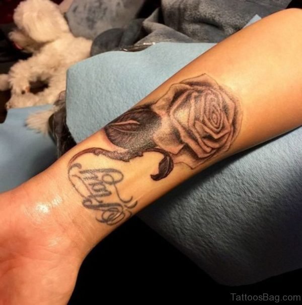 Black Rose Tattoo Design On Wrist