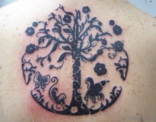 Black Tree Tattoo On Back