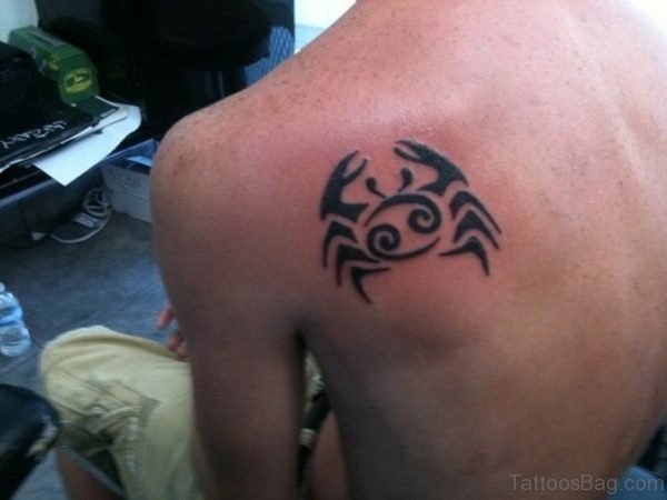 Black Tribal Cancer Crab Tattoo