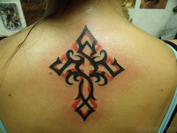 Black Tribal Cross Tattoo
