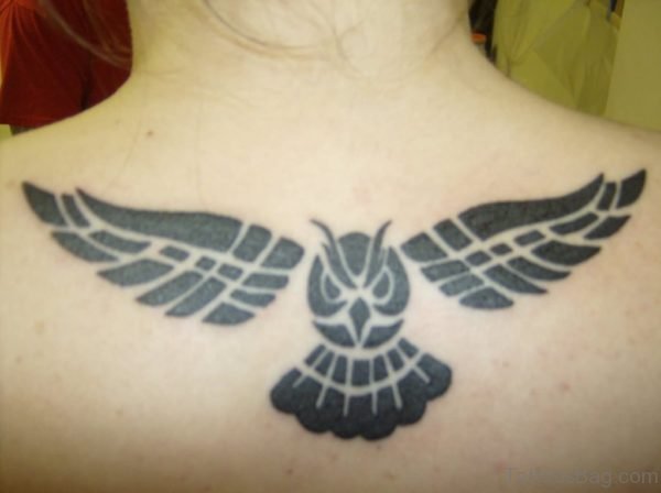 Black Tribal Owl Tattoo