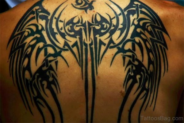 Black Tribal Wings Tattoo