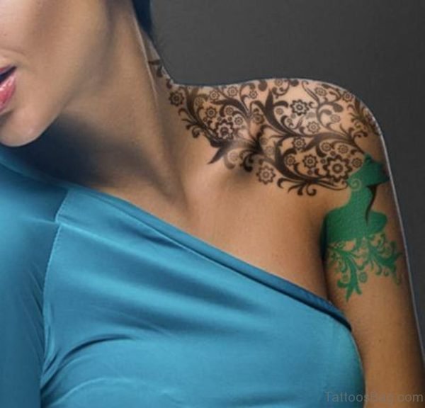 Black Vine Shoulder Tattoo