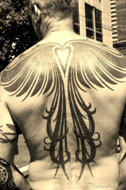 Black Wings Tattoo On Back