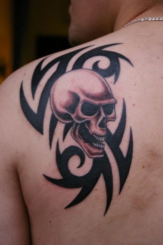 Black Tribal Skull Tattoo