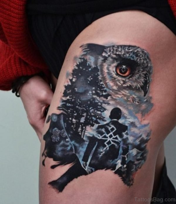 Blue Owl Tattoo