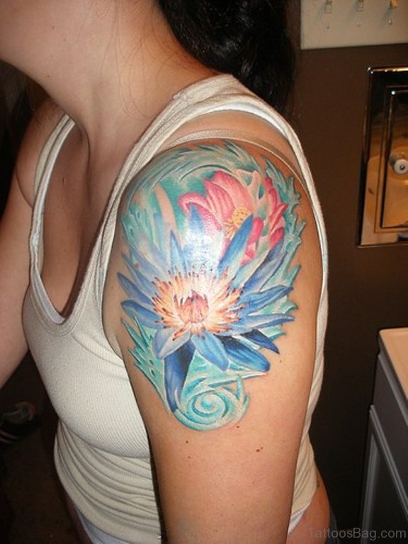 Blue Tattoo On Shoulder