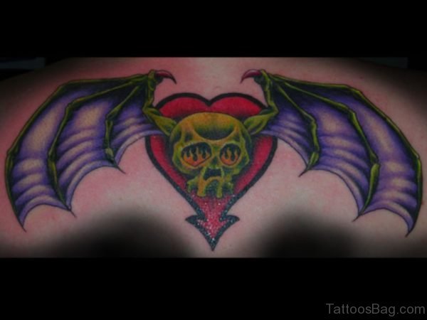 Blue Winged Skull Tattoo
