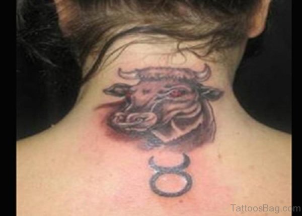 Bull Tattoo Design On Neck