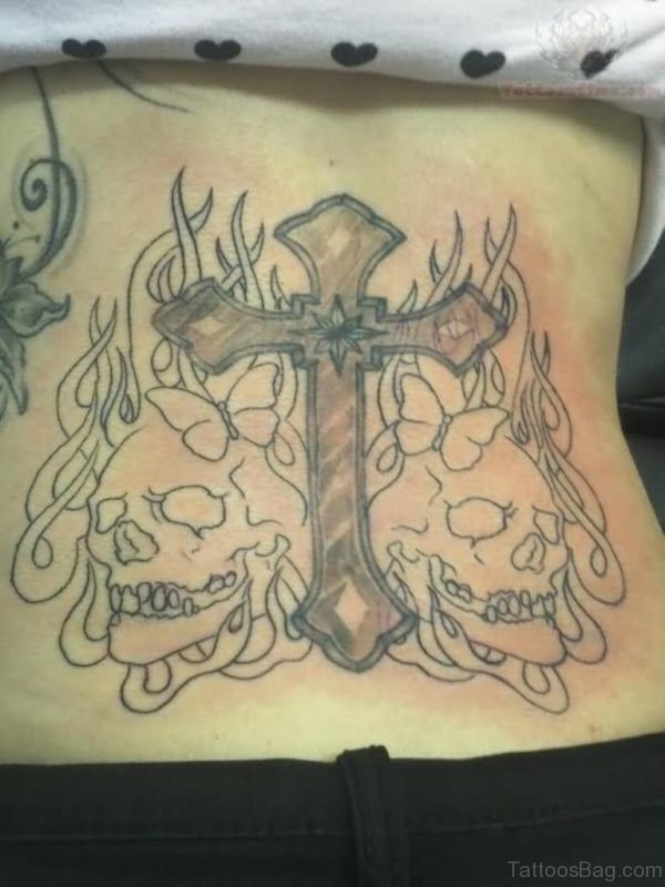 Butterfly And Cross Tattoo