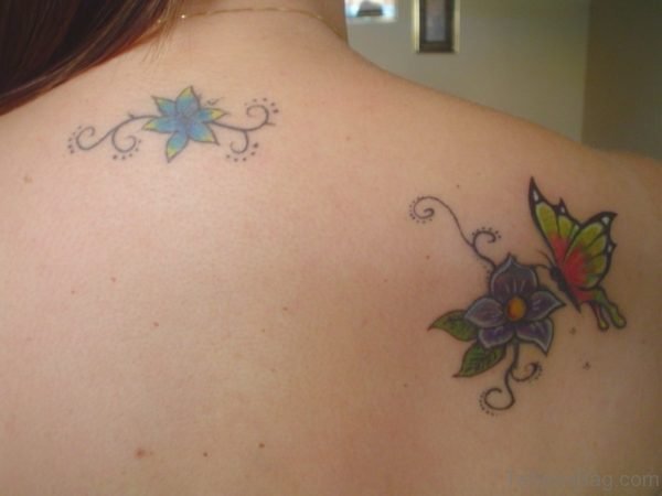 Butterfly And Flower Tattoo