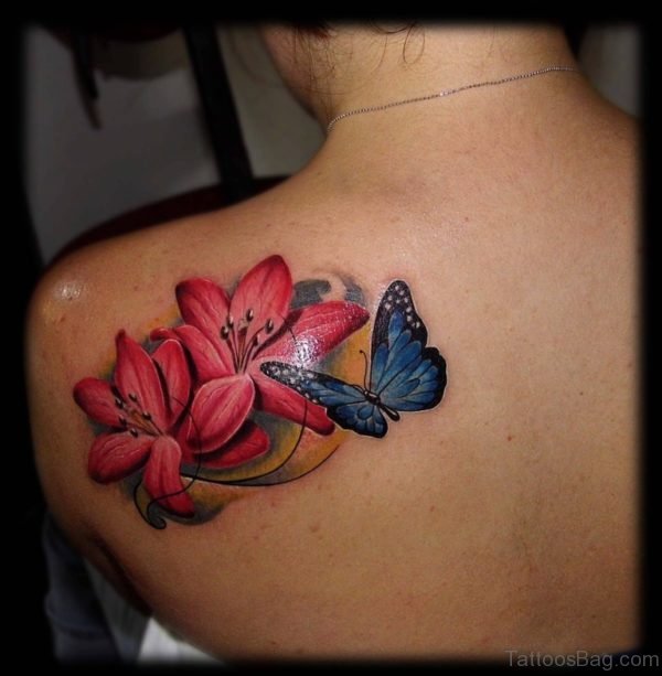 Butterfly And Flower Tattoo Design