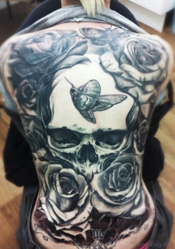 Butterfly And Skull Tattoo