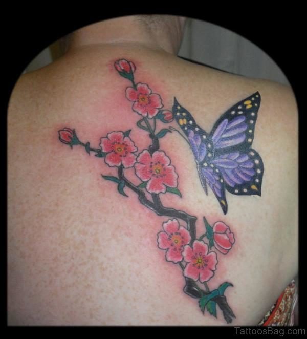 Butterfly Cherry Blossom Tattoo