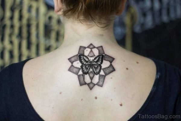 Butterfly On Flower Tattoo