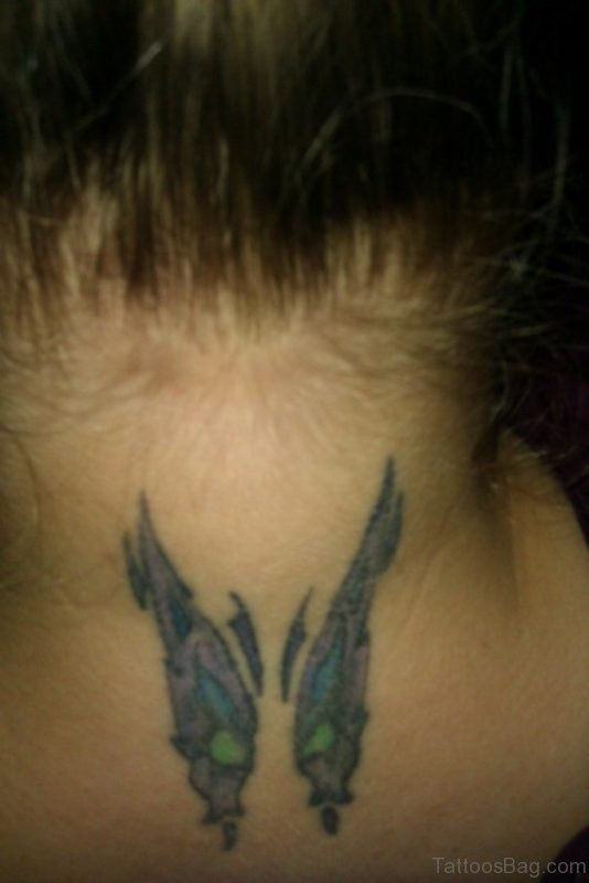 Butterfly Tattoo On Neck
