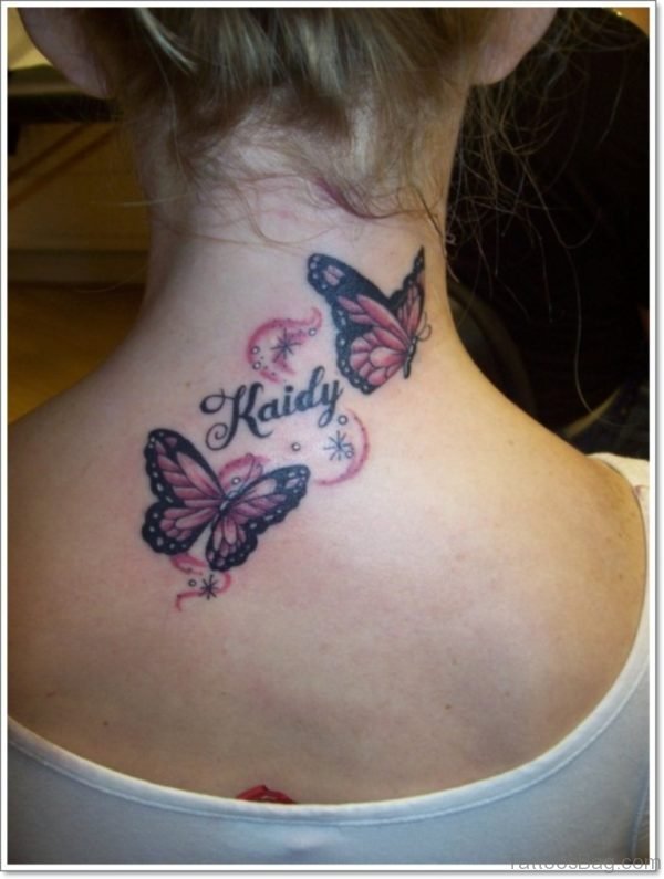 Butterfly Tattoo On Neck