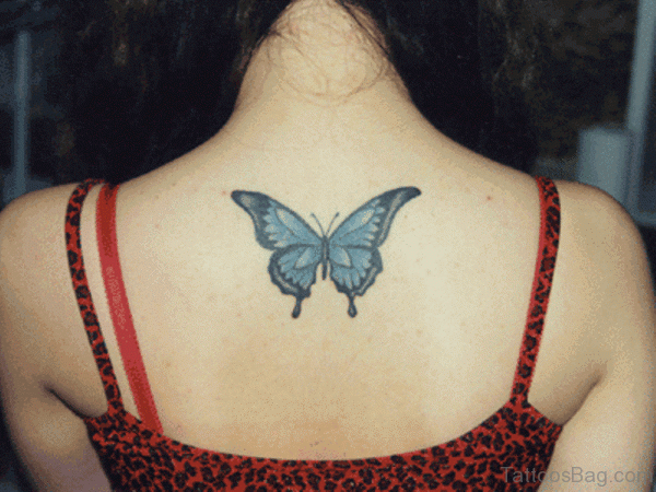 Butterfly Tattoo On Upper Back