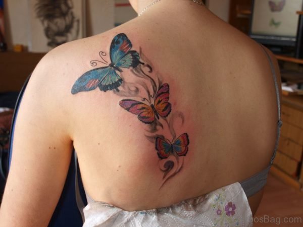 Butterfly Tattoo On Back Shoulder