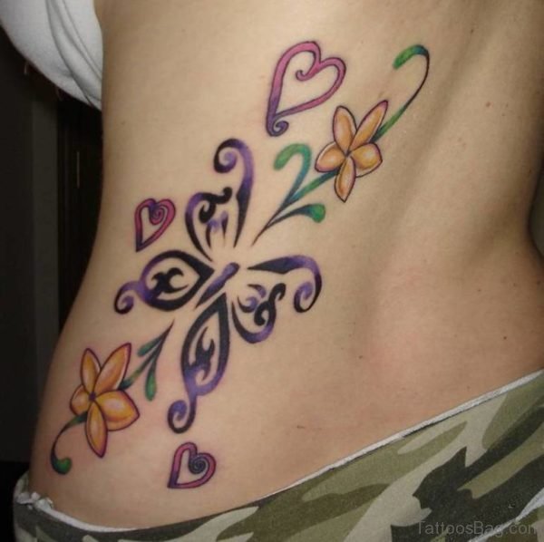 Butterfly Tattoo On Side Back