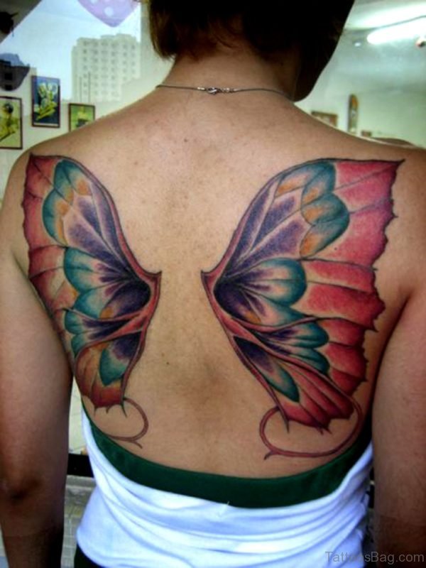Butterfly Wings Tattoo On Back