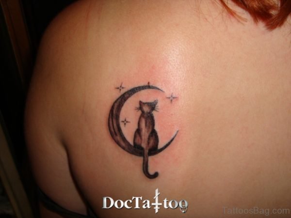 Cat And Moon Tattoo