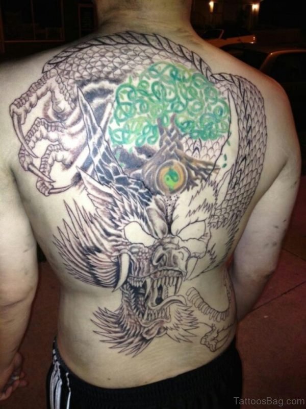 Celtic Tree And Dragon Tattoo