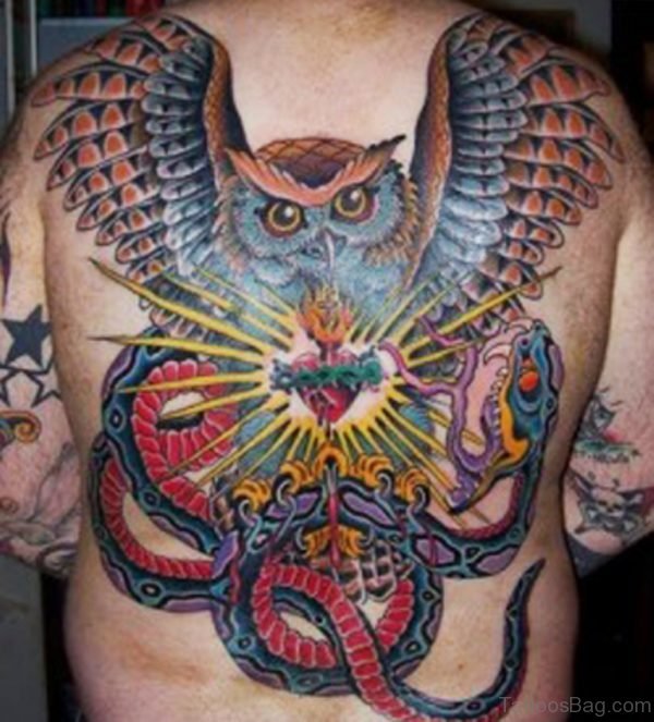 Classic Owl Tattoo On Back