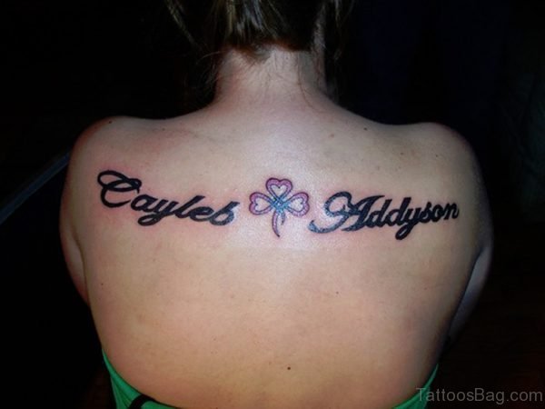 Clover And Name Tattoo