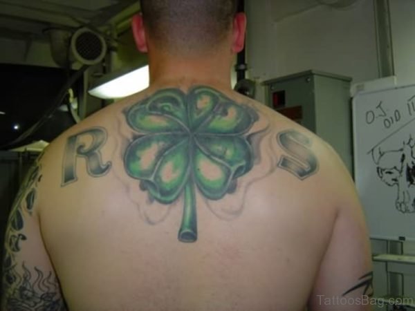Clover Leaf Tattoo On Upper Back