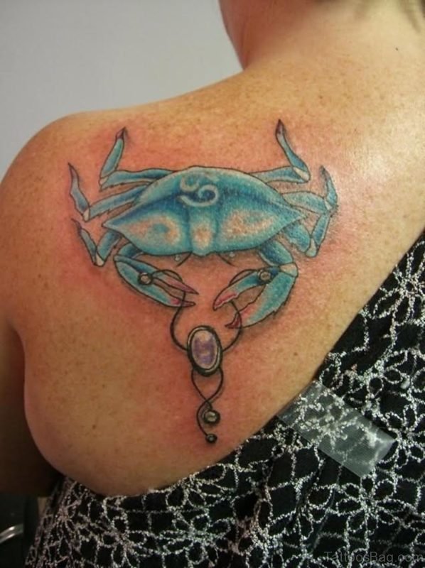 Color Crab Tattoo On Back