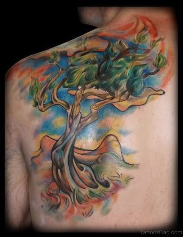 Color Ink Tree Tattoo