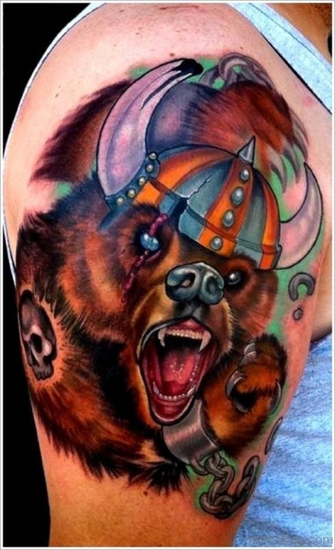 Colored Bear Viking Tattoo