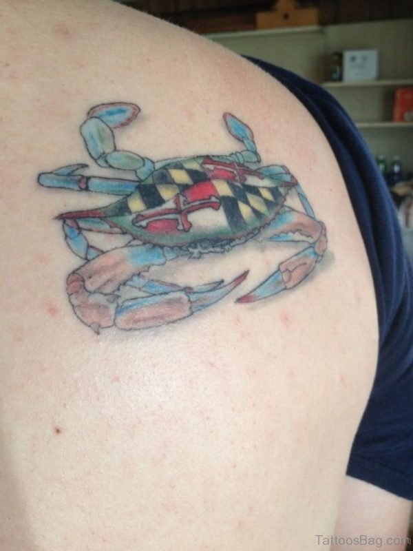 Colored Crab Tattoo Design