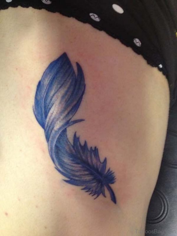  Feather Tattoo On Girl Back