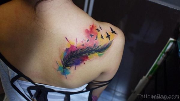Colored Feather Tattoo
