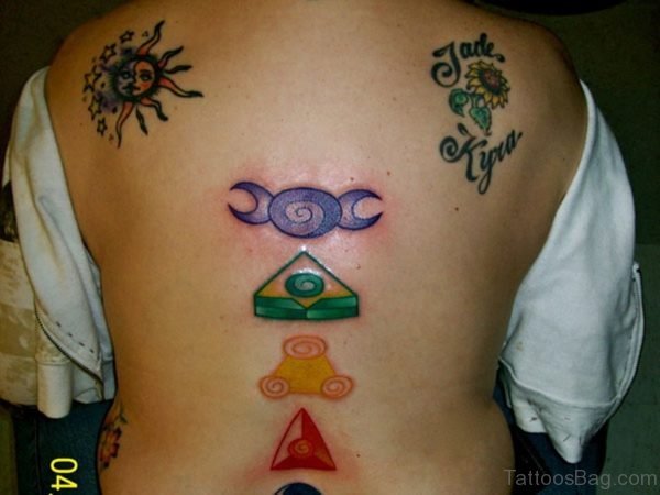 Colored Geometric Tattoo On Back