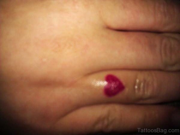 Colored Heart Tattoo On Finger