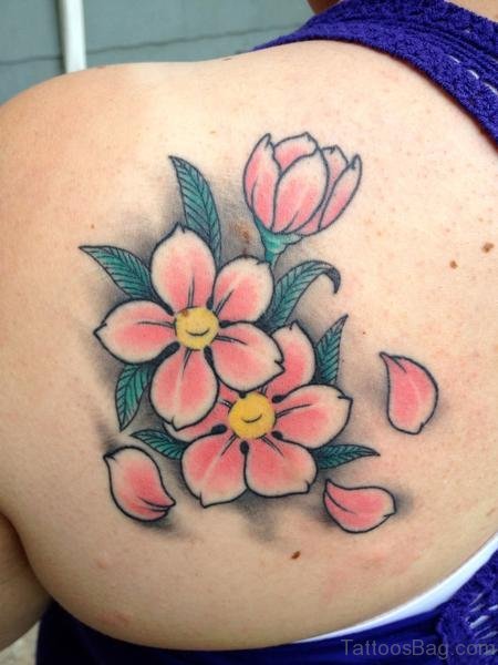 Colored Japanese Cherry Blossom Tattoo
