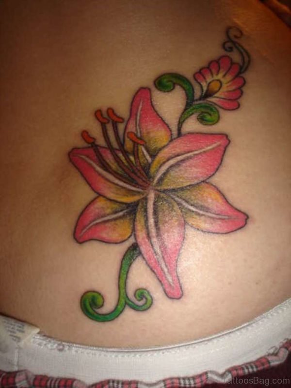 Colored Lily Flower Tattoo 