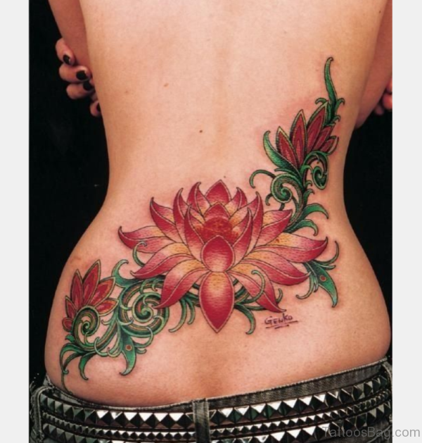 Colored Lotus Flower Tattoo