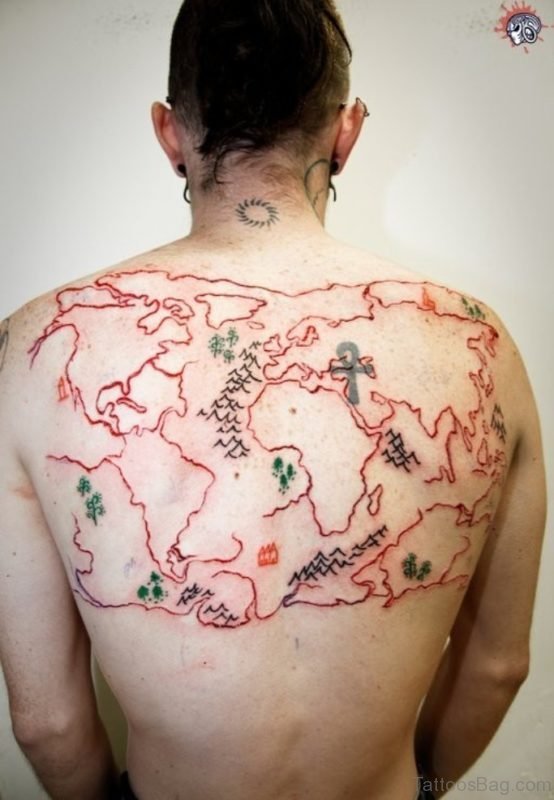 Colored Map Tattoo