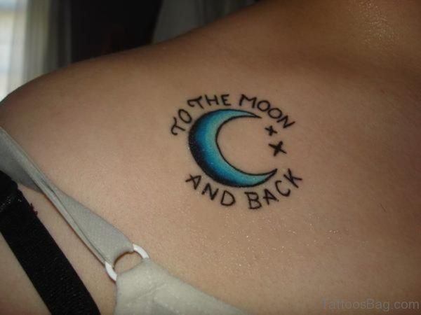 Colored Moon Tattoo On Chest