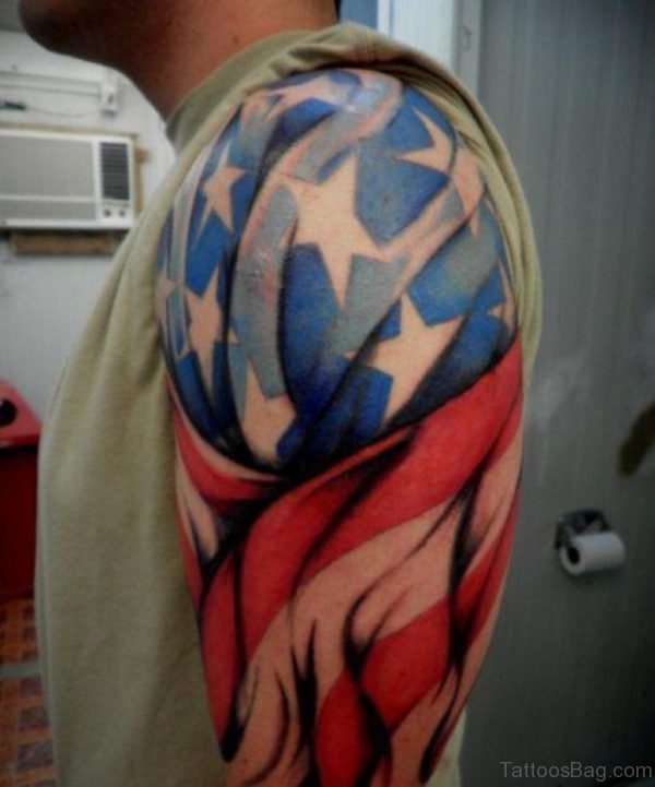 Colorful American Flag Tattoo