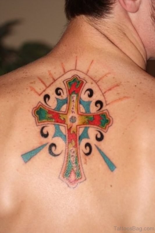Colorful Cross Tattoo